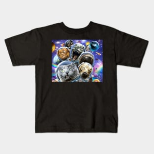 Space Cat Sloth Dog Dinosaur Shark Selfie Kids T-Shirt